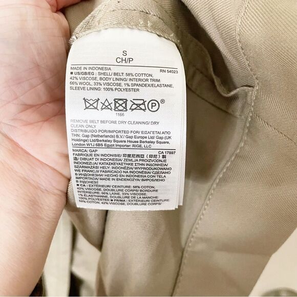 Ladies GAP modern Trench Coat driftwood khaki fleece lined belted jacket S - Picture 10 of 11